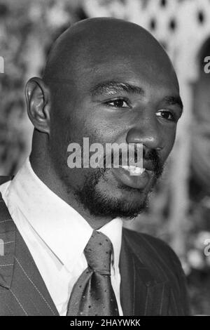 Foto di archivio datata 18-09-1980 del pugile americano di peso medio Marvin Hagler quando ha partecipato al pranzo di Stampa dei Boxers al Casanova Club di Londra. Data di emissione: Giovedì 16 dicembre 2020. Foto Stock