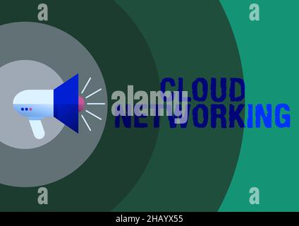 Didascalia concettuale Cloud Networking. Business Approach è il termine che descrive l'accesso alle risorse di rete Illustrazione di Un altoparlante megaphones ad alto volume Foto Stock