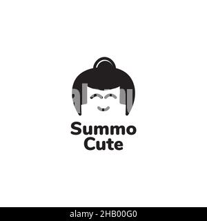 capretto faccia sumo cute logo design vettore grafico simbolo icona segno illustrazione idea creativa Illustrazione Vettoriale