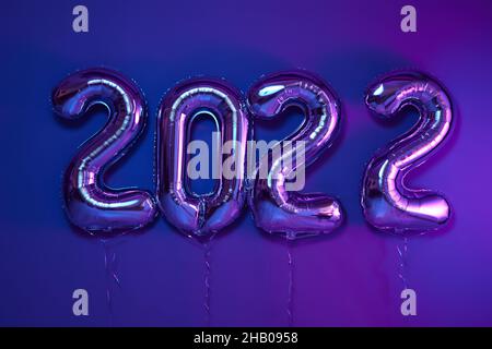 Palloncini di alluminio numero 2022 Natale o Capodanno festivo Foto Stock