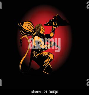 Lord Hanuman jayanti speciale, Hanuman Jayanti festival dell'India e felice Dussehra celebrazione. Illustrazione Vettoriale