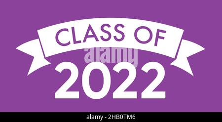 Classe di 2022 con tappo graduato. Design semplice e piatto su rosa Illustrazione Vettoriale
