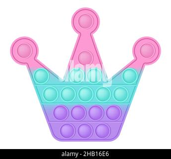 Popit figura corona come un giocattolo in silicone alla moda per i fedgets. Giocattolo antistress addictive in colori pastello. Ansia bolla che sviluppa i giocattoli vibranti del pop it Illustrazione Vettoriale