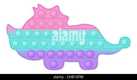 Popit personaggio dinosauro un giocattolo in silicone alla moda per i fedgets. Giocattolo antistress addictive in colori pastello. Ansia bolla che sviluppa i giocattoli vibranti del pop it Illustrazione Vettoriale