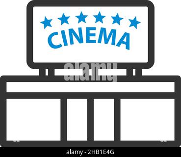 Icona ingresso cinema. Contorno grassetto modificabile con disegno riempimento colore. Illustrazione vettoriale. Illustrazione Vettoriale