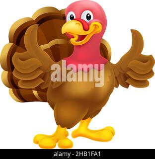 Tacchino Thanksgiving o Natale Bird Cartoon Illustrazione Vettoriale