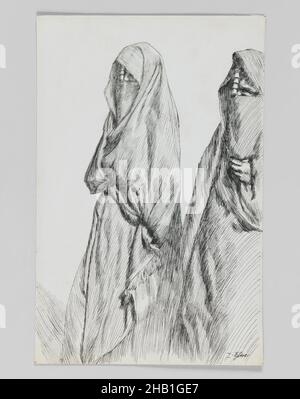 Una strada sul Monte degli Ulivi, la vita di nostro Signore Gesù Cristo, la vie de Notre-Seigneur Jésus-Christ, James Tissot, francese, 1836-1902, penna e inchiostro su carta montata a bordo, 1886-1887 o 1889, foglio: 7 1/8 x 4 5/8 in., 18,1 x 11,7 cm, copertura, disegno, hijab, IMLS, Monte degli Ulivi, strada, Tissot, viaggi, donne Foto Stock