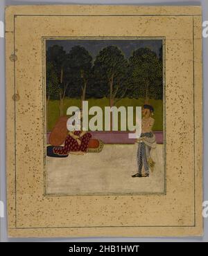 Foto indiana, frammento, acquerelli opachi su carta, ca. 1800, totale: 9 1/4 x 7 3/4 pollici, 23,5 x 19,7 cm Foto Stock