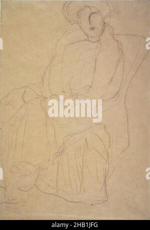 Studio per il Ritratto di Hermine Gallia, Gustav Klimt, austriaco, 1862-1918, matita colorata su carta ovata, 1903-1904, 17 5/8 x 12 1/4 pollici, 44,8 x 31,1 cm Foto Stock