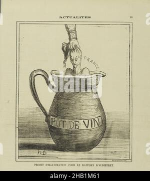 Projet d'Illustration pour le Rapport d'Audiffret, Honoré Daumier, francese, 1808-1879, litografia su carta da giornale, 13 maggio 1872, foglio: 16 7/8 x 11 1/8 pollici, 42,9 x 28,3 cm, capelli, caraffa, disegno Foto Stock