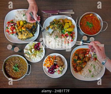 Selezione di piatti marocchini. Foto Stock