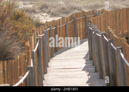 Passerella attraverso le dune di sabbia Foto Stock