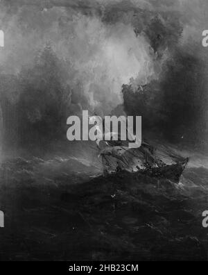 Foundering, James Hamilton, americano, 1819-1878, olio su tela, 1863, telaio: 70 1/8 x 58 9/16 pollici, 178,1 x 148,7 cm, 1863, barca, Guerra civile, nuvole, confederati, pericolo, morte, disastro, annegamento, Prateria, albero, oceano, olio su tela, pittura, vela, mare, secessione, nave, naufragio, lavandino, cielo, tempesta, sublime, simbolismo, meteo Foto Stock