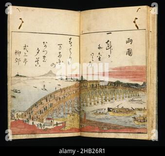 Ehon Azuma Kagami, Vol. II, Kitao Masayoshi, giapponese, 1764-1824, Carta, Giappone, 1810, periodo Edo, 8 7/8 x 6 1/8 pollici, 22,5 x 15,6 cm, ponte Foto Stock