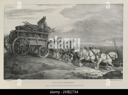 Il carro del carbone, Théodore Géricault, francese, 1791-1829, litografia su carta di carrozza, 1821, 7 3/4 x 12 1/4 pollici, 19,7 x 31,1 cm Foto Stock