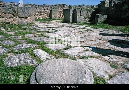 Sito archeologico preistorico di Ugarit, Siria nel 1998 - sala reception palazzo Foto Stock