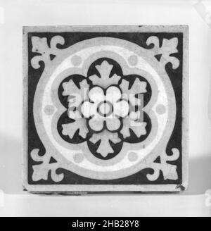 Piastrelle, terracotta smaltata, ca. 1880, 3 x 3 in., 7,6 x 7,6 cm, 1880, american, American, American Encaustic Tile Company Ltd., ceramica, terracotta, encaustica, smalto, smaltato, piccolo, piastrellato Foto Stock