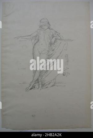 Little drapped Figure Leaning, James Abbott McNeill Whistler, americano, 1834-1903, Litograph, 1893, 12 7/16 x 8 5/8 pollici, 31,6 x 21,9 cm Foto Stock