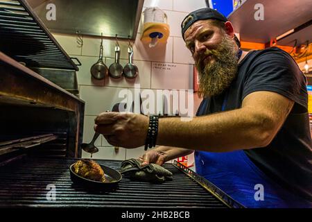 Maitre de Cuisine Cyril Aveline del Ristorante Hestia a Bormes-les-Mimosas, Francia Foto Stock