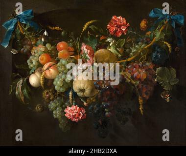 Garland di frutta con fiori singoli, Jan Davidsz de Heem, probabilmente 1650 - 1660 Foto Stock