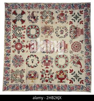 Album Quilt, americano, 1848, Cotton, made in Baltimore, Maryland, Stati Uniti, America settentrionale e centrale, rivestimenti e rivestimenti, tessuti, 100 1/4 x 100 1/4 poll. (254,6 x 254,6 cm Foto Stock