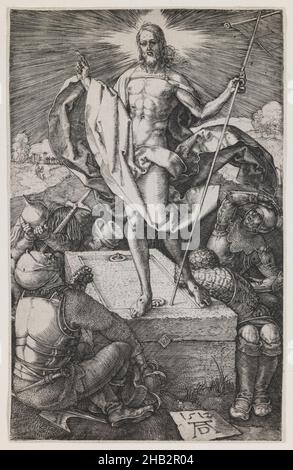 Resurrection, dalla serie 'The Incinted Passion', Albrecht Dürer, tedesco, 1471–1528, 1512, Incisione, fatta a Norimberga, Baviera, Germania, Europa, Stampe, immagine: 4 5/8 x 2 15/16 pollici (11,7 x 7,4 cm Foto Stock