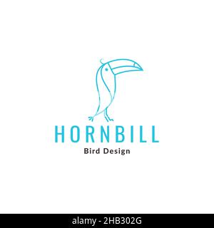 linea cute uccello toucan hornbill logo disegno vettore grafico simbolo icona segno illustrazione idea creativa Illustrazione Vettoriale