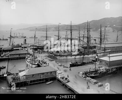 Wellington Wharf, Burton Brothers studio, studio fotografico, Dunedin, processo a piastra asciutta di gelatina Foto Stock