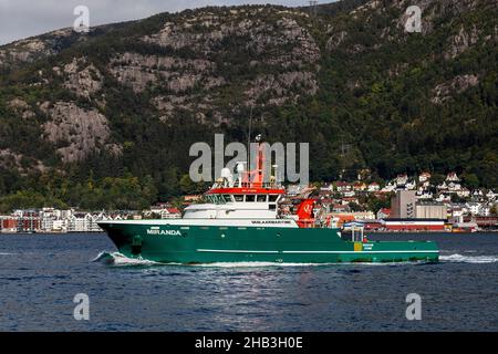 MPSV Miranda a Byfjorden, fuori Bergen, Norvegia. Foto Stock