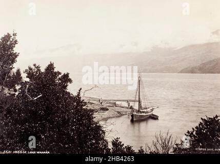 Testa del lago Wanaka, studio Burton Brothers, 1870-1880s, Wanaka, lago Foto Stock