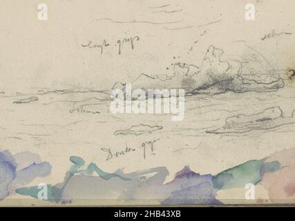 Foglio 8 recto da un libretto di 35 pagine inteso durante la spedizione a Nova Zembla nel 1880, Vista del Mare di Barents con carri di ghiaccio e un iceberg., Louis Apol, 1880 Foto Stock
