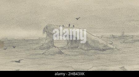 Foglio 9 recto da un libretto di 35 pagine destinato durante la spedizione a Nova Zembla nel 1880, Vista del Mare di Barents con carri di ghiaccio., Louis Apol, 1880 Foto Stock