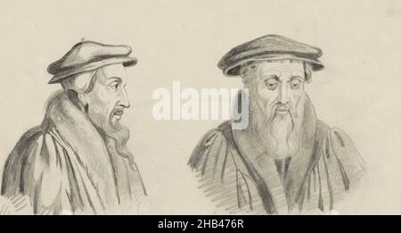 Pagina 25 verso da un libro di 52 pagine, ritratti di Johannes Calvin e John Knox., Willem Hendrik Schmidt, 1819 - 1849 Foto Stock