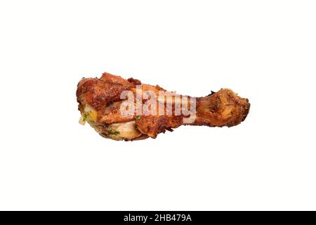 Bastone di pollo Tandoori isolato su sfondo bianco con Clipping Path Foto Stock