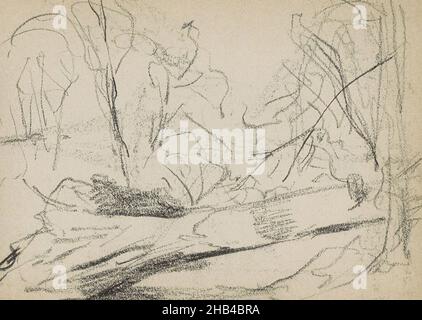 Foglio 28 verso da un libro di schizzo con 44 fogli, albero caduto, Willem Cornelis RIP, 1896 - 1897 Foto Stock