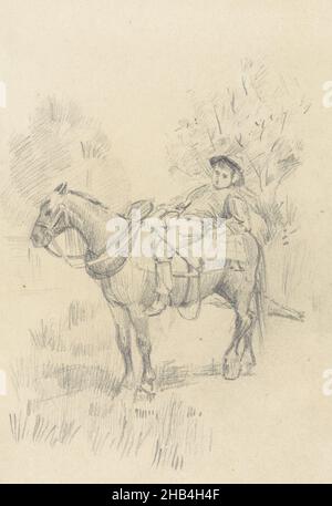 Ragazzo su un cavallo e sul lungomare con tre anatre, Jozef Israëls, 1834 - 1911 Foto Stock