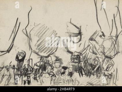 Vista su un caotica Rokin ad Amsterdam. Pagina 37 e pagina 38 da un bozzetto con 46 pagine fatto ad Amsterdam, vista di una stampa Rokin ad Amsterdam., disegnatore: George Hendrik Breitner, Amsterdam, 19-Dic-1900, George Hendrik Breitner, 1900 Foto Stock