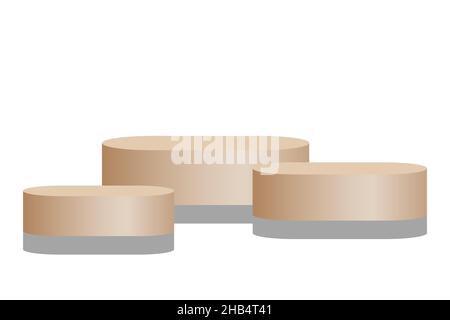 Cilindro astratto scena minima con piattaforma geometrica. Sfondo estivo rendering vettoriale 3D con podio. Stand per mostrare prodotti cosmetici. Libero vect Illustrazione Vettoriale