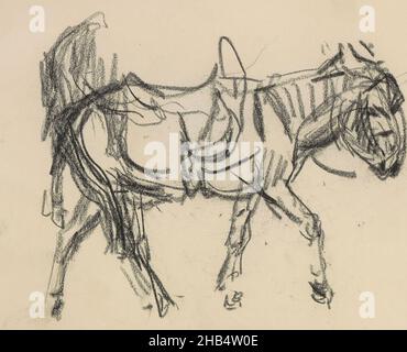 Foglio 5 verso da schedario X con 43 fogli, Donkey, Isaac Israels, 1890 - 1920 Foto Stock