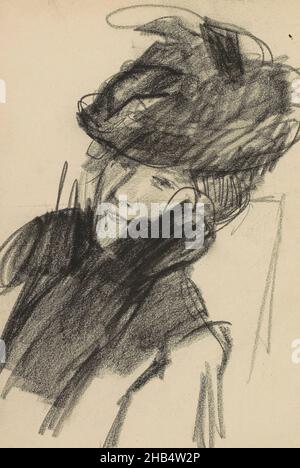 Foglio 29 verso da sketchbook X con 43 fogli, Donna con cappello, Isacco Israel, 1890 - 1920 Foto Stock