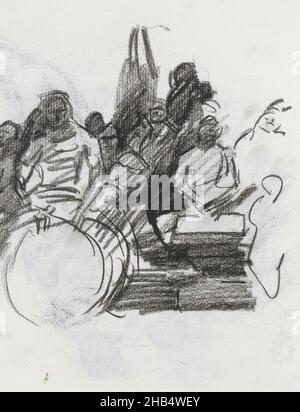 Forse uomini africani. Pagina 16 verso da schedario XIII con 25 pagine, Gruppo di musicisti seduti, Isaac Israels, 1875 - 1934 Foto Stock