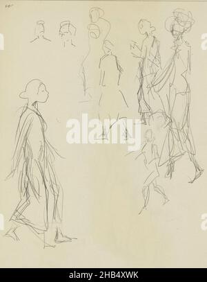 Foglio 10 verso da schedario XXIV con 10 fogli, Figure studies, Isaac Israels, 1875 - 1934 Foto Stock