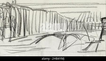 Pagina 44 da schedario XXXVII con 52 pagine., Vista di un canale, forse il Prinsengracht ad Amsterdam., disegnatore: Isaac Israels, Amsterdam, 1886 - 1903, Isaac Israels, 1886 - 1903 Foto Stock