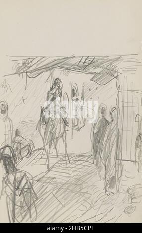 Pagina 53 da un libretto di 66 pagine, strada con figure., disegnatore: Marius Bauer, Marokko, 1923, Marius Bauer, 1923 Foto Stock