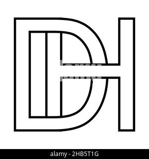 Logo segno d h hd icona segno interlacciato lettere d h Illustrazione Vettoriale