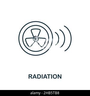 Icona radiazione. Elemento di linea dalla raccolta di bioingegneria. Simbolo di radiazione lineare per disegno di fotoricettore, infographics e più. Illustrazione Vettoriale