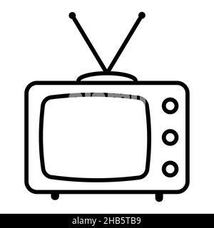 Icona TV, simbolo televisione, tv vintage con antenne illustrazione di stock Illustrazione Vettoriale