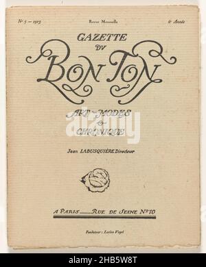 Gazette du Bon Ton. Art, Modes et Frivolités, 1923, No. 5, Fashion Magazine: Gazette du Bon Ton: Art, Modes et Frivolités, No. 5-1923, 6th Année. Fondateur Lucien Vogel (vol 6, n. 5 (1923) incompleto), editore: Lucien Vogel, Parigi, 1923, carta, stampa su carta intestata, altezza 243 mm x larghezza 188 mm Foto Stock