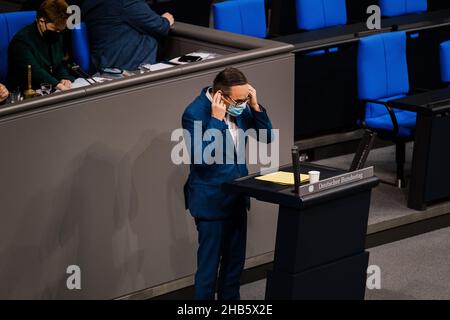 Berlino, Germania. 16th Dic 2021. Martin Reichardt, politico tedesco che rappresenta l'alternativa di partito per la Germania, AFD. (Foto di Ralph Pache/PRESSCOV/Sipa USA) Credit: Sipa USA/Alamy Live News Foto Stock