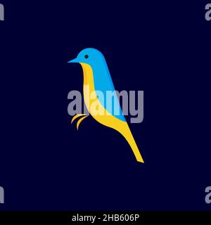 Colorato uccello Mangrove blu flycatcher logo design vettore grafico simbolo icona segno illustrazione idea creativa Illustrazione Vettoriale